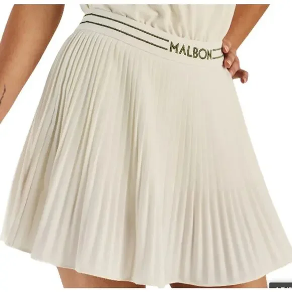Malbon Valentina Pleated Golf Skirt Ivory Size 8 NWT - Picture 2 of 10